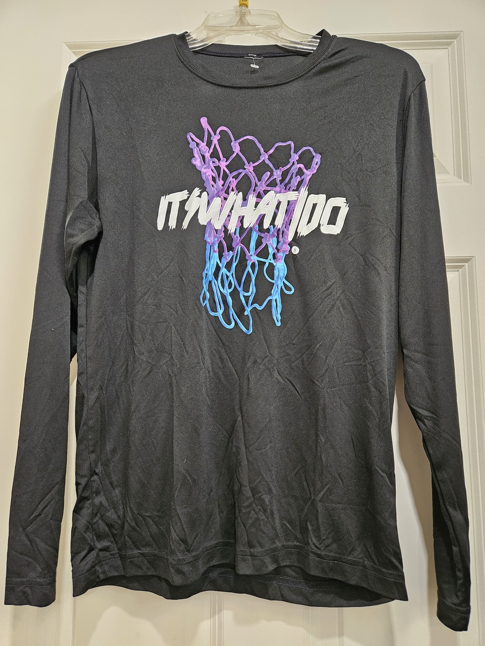 Kids Long-Sleeve Graphic Tee - Black with Purple/Blue Net